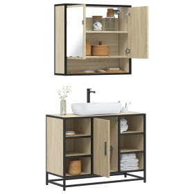 Set de muebles de baño 2 pzas madera contrachapada roble Sonoma de , Muebles de baño - Ref: Foro24-3300941, Precio: 154,40 €,...
