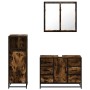 Set de muebles baño 3 pzas madera contrachapada roble ahumado de , Muebles de baño - Ref: Foro24-3300962, Precio: 268,85 €, D...