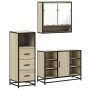 Set de muebles de baño 3 pzas madera contrachapada roble Sonoma de , Muebles de baño - Ref: Foro24-3301061, Precio: 224,79 €,...