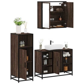 Set de muebles baño 3 pzas madera contrachapada roble marrón de , Muebles de baño - Ref: Foro24-3300974, Precio: 217,86 €, De...