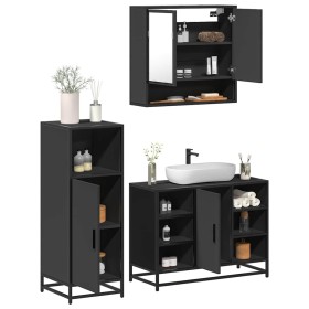 Juego de muebles de baño 3 pzas madera contrachapada negro de , Muebles de baño - Ref: Foro24-3301000, Precio: 229,14 €, Desc...