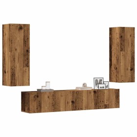 Muebles de TV de pared 4 uds madera vieja madera de ingeniería de , Muebles TV - Ref: Foro24-3328971, Precio: 175,04 €, Descu...