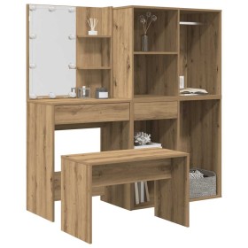 Juego de tocador con LED madera artesanal de roble de , Conjuntos de muebles para dormitorios - Ref: Foro24-3329182, Precio: ...