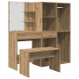 Juego de tocador con LED madera artesanal de roble de , Conjuntos de muebles para dormitorios - Ref: Foro24-3329182, Precio: ...