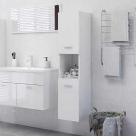 Armario de baño madera contrachapada blanco brillo 30x30x130 cm de vidaXL, Muebles de baño - Ref: Foro24-805003, Precio: 82,4...