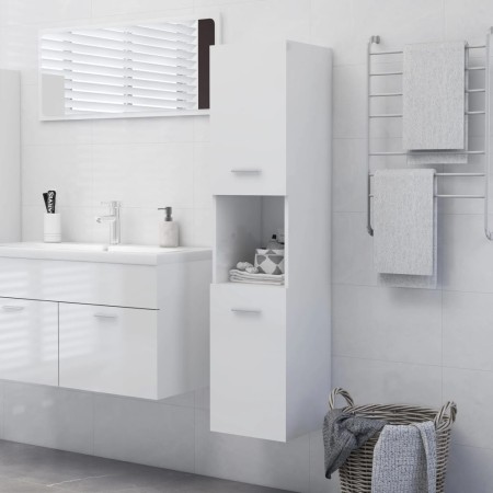 Armario de baño madera contrachapada blanco brillo 30x30x130 cm de vidaXL, Muebles de baño - Ref: Foro24-805003, Precio: 82,4...