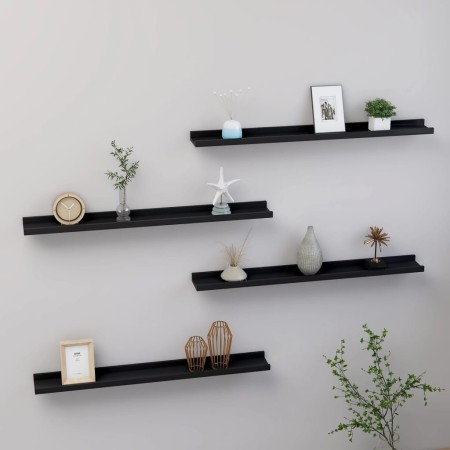 Estantes de pared 4 unidades negro 80x9x3 cm en Estanterías | Comprar online en Foru.es