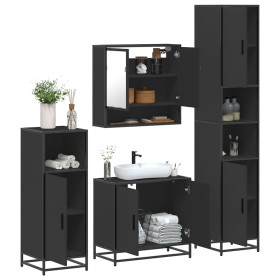 Juego de muebles de baño 4 pzas madera contrachapada negro de , Muebles de baño - Ref: Foro24-3301215, Precio: 360,64 €, Desc...