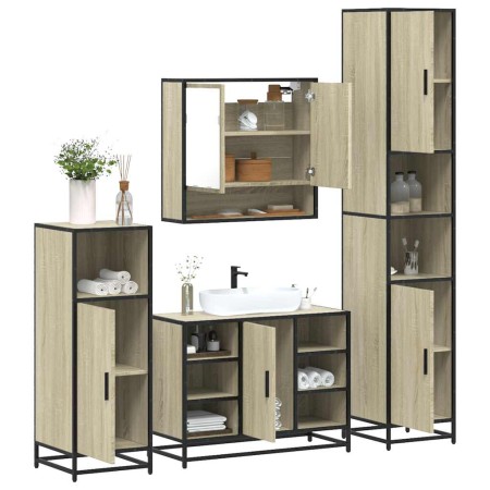 Juego de muebles de baño 4 pzas contrachapada roble sonoma de , Muebles de baño - Ref: Foro24-3301241, Precio: 397,56 €, Desc...