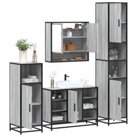 Set de muebles de baño 4 pzas madera contrachapada gris sonoma de , Muebles de baño - Ref: Foro24-3301243, Precio: 421,87 €, ...