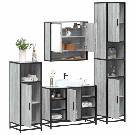 Set de muebles de baño 4 pzas madera contrachapada gris sonoma de , Muebles de baño - Ref: Foro24-3301243, Precio: 421,87 €, ...