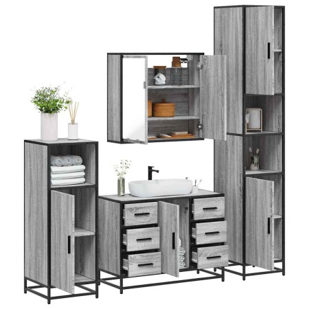 Set de muebles de baño 4 pzas madera contrachapada gris sonoma de , Muebles de baño - Ref: Foro24-3301203, Precio: 482,26 €, ...