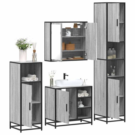 Set de muebles de baño 4 pzas madera contrachapada gris sonoma de , Muebles de baño - Ref: Foro24-3301208, Precio: 434,28 €, ...