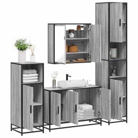 Set de muebles de baño 4 pzas madera contrachapada gris sonoma de , Muebles de baño - Ref: Foro24-3301193, Precio: 441,53 €, ...