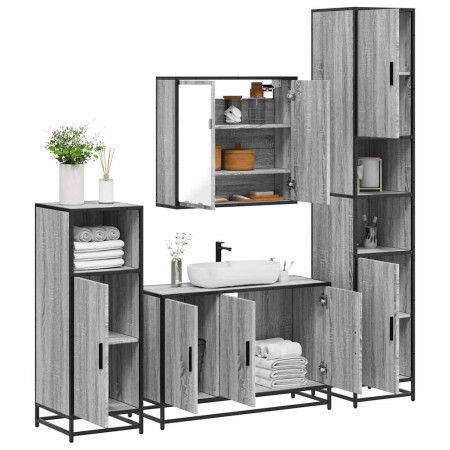 Set de muebles de baño 4 pzas madera contrachapada gris sonoma de , Muebles de baño - Ref: Foro24-3301193, Precio: 441,53 €, ...