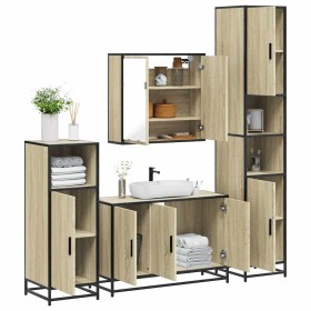 Juego de muebles de baño 4 pzas contrachapada roble sonoma de , Muebles de baño - Ref: Foro24-3301191, Precio: 407,84 €, Desc...