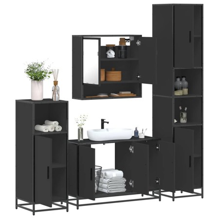 Juego de muebles de baño 4 pzas madera contrachapada negro de , Muebles de baño - Ref: Foro24-3301220, Precio: 439,11 €, Desc...