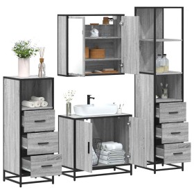 Set de muebles de baño 4 pzas madera contrachapada gris sonoma de , Muebles de baño - Ref: Foro24-3301248, Precio: 342,24 €, ...