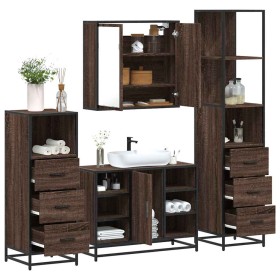 Set de muebles baño 4 pzas madera contrachapada roble marrón de , Muebles de baño - Ref: Foro24-3301274, Precio: 336,38 €, De...