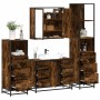Set de muebles baño 4 pzas madera contrachapada roble ahumado de , Muebles de baño - Ref: Foro24-3301262, Precio: 414,00 €, D...
