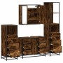 Set de muebles baño 4 pzas madera contrachapada roble ahumado de , Muebles de baño - Ref: Foro24-3301262, Precio: 414,00 €, D...