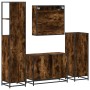 Set de muebles baño 4 pzas madera contrachapada roble ahumado de , Muebles de baño - Ref: Foro24-3301262, Precio: 414,00 €, D...
