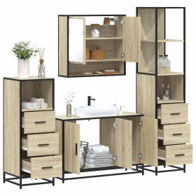 Juego de muebles de baño 4 pzas contrachapada roble sonoma de , Muebles de baño - Ref: Foro24-3301281, Precio: 337,59 €, Desc...