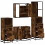 Set de muebles baño 4 pzas madera contrachapada roble ahumado de , Muebles de baño - Ref: Foro24-3301257, Precio: 337,11 €, D...