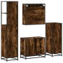 Set de muebles baño 4 pzas madera contrachapada roble ahumado de , Muebles de baño - Ref: Foro24-3301257, Precio: 337,11 €, D...