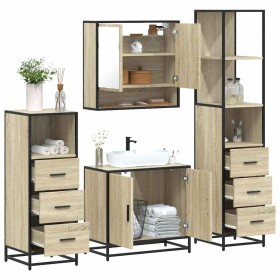 Juego de muebles de baño 4 pzas contrachapada roble sonoma de , Muebles de baño - Ref: Foro24-3301276, Precio: 321,21 €, Desc...