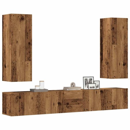 Muebles de TV de pared 5 uds madera vieja madera de ingeniería de , Muebles TV - Ref: Foro24-3328959, Precio: 195,84 €, Descu...