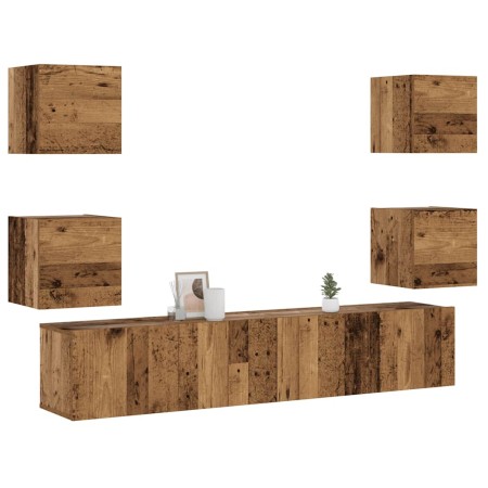 Muebles de TV de pared 6 uds madera vieja madera de ingeniería de , Muebles TV - Ref: Foro24-3328967, Precio: 173,25 €, Descu...