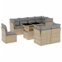Set de sofás de jardín 9 pzas con cojines ratán sintético beige en Conjuntos de jardín | Comprar online en Foru.es