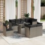 Set muebles jardín 9 pzas y cojines ratán sintético gris claro en Conjuntos de jardín | Comprar online en Foru.es