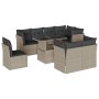 Set muebles jardín 9 pzas y cojines ratán sintético gris claro en Conjuntos de jardín | Comprar online en Foru.es
