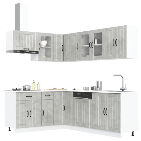 Mueble cocina Lucca gris hormigón 11 pzas madera contrachapada de , Armarios de cocina - Ref: Foro24-3314895, Precio: 687,50 ...