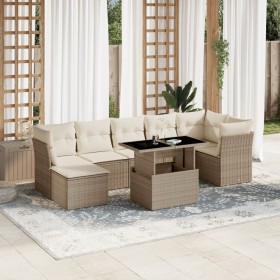 Set de sofás de jardín y cojines 8 piezas ratán sintético beige en Conjuntos de jardín | Comprar online en Foru.es
