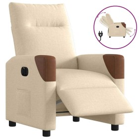 Sillón reclinable eléctrico de tela crema de , Sillones - Ref: Foro24-3323994, Precio: 243,60 €, Descuento: %