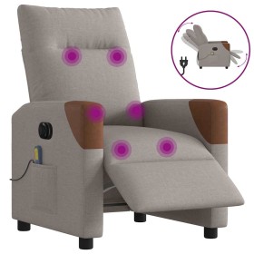 Sillón reclinable de masaje eléctrico tela gris taupe de , Sillones - Ref: Foro24-3324003, Precio: 262,90 €, Descuento: %