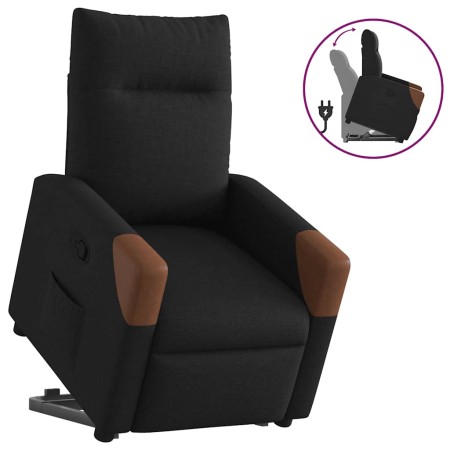 Sillón reclinable elevable tela negro de , Sillones - Ref: Foro24-3324008, Precio: 253,54 €, Descuento: %
