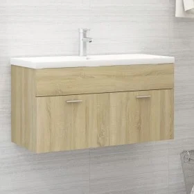 Armario para lavabo contrachapada color roble 90x38,5x46 cm de vidaXL, Muebles de baño - Ref: Foro24-804668, Precio: 38,56 €,...