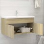 Armario para lavabo contrachapada color roble 90x38,5x46 cm de vidaXL, Muebles de baño - Ref: Foro24-804668, Precio: 38,93 €,...