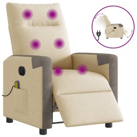 Sillón reclinable de masaje eléctrico tela color crema de , Sillones - Ref: Foro24-3324088, Precio: 250,13 €, Descuento: %