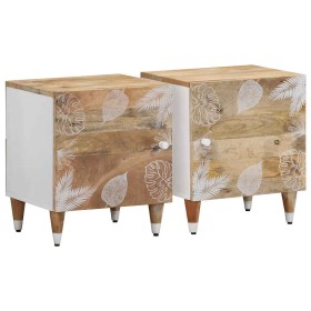 Mesitas de noche 2 uds madera maciza de mango 40x33,5x46 cm de , Mesitas de noche - Ref: Foro24-4018661, Precio: 79,85 €, Des...