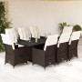 Set comedor para jardín 9 pzas y cojines ratán sintético marrón de , Conjuntos de jardín - Ref: Foro24-3276778, Precio: 1,00 ...