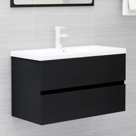 Mueble de lavabo madera de ingeniería negro 80x38,5x45 cm de vidaXL, Muebles de baño - Ref: Foro24-804747, Precio: 58,02 €, D...