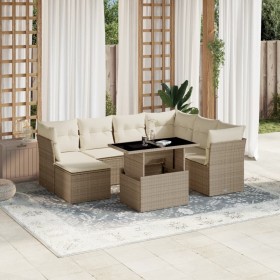 Set de sofás de jardín y cojines 8 piezas ratán sintético beige en Conjuntos de jardín | Comprar online en Foru.es