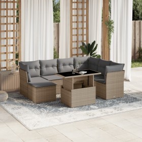 Set de sofás de jardín y cojines 8 piezas ratán sintético beige en Conjuntos de jardín | Comprar online en Foru.es