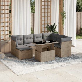 Set de sofás de jardín y cojines 8 piezas ratán sintético beige en Conjuntos de jardín | Comprar online en Foru.es