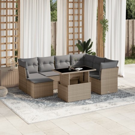 Set de sofás de jardín y cojines 8 piezas ratán sintético beige en Conjuntos de jardín | Comprar online en Foru.es